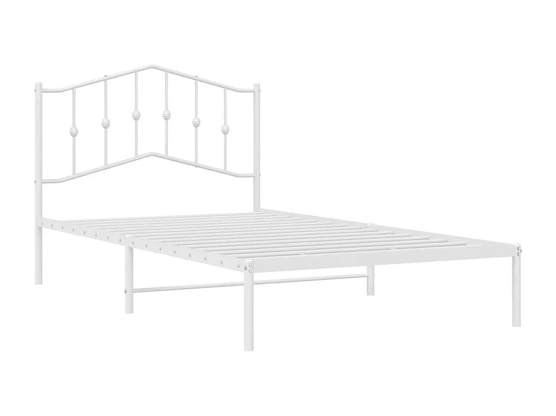Cadre de lit métal sans matelas et tête de lit blanc 107x203 cm