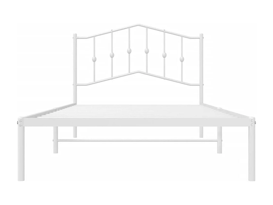 Cadre de lit métal sans matelas et tête de lit blanc 107x203 cm