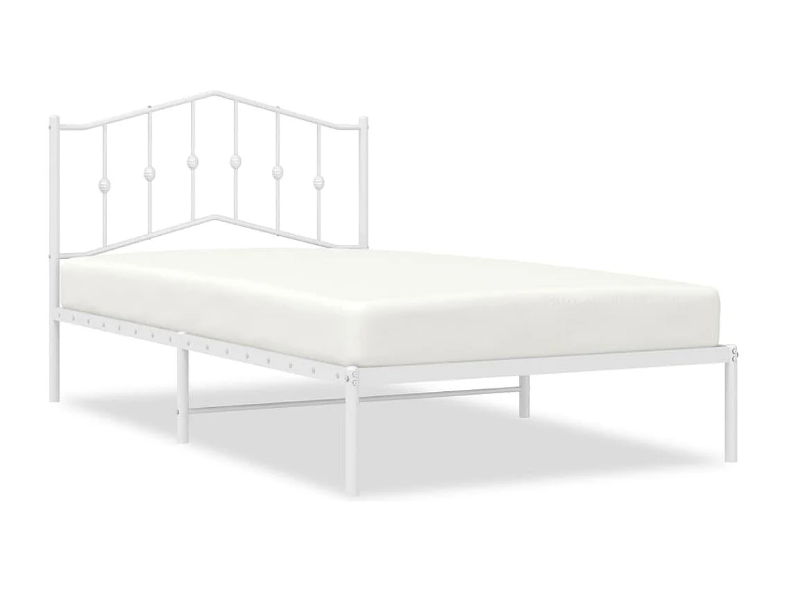 Cadre de lit métal sans matelas et tête de lit blanc 107x203 cm