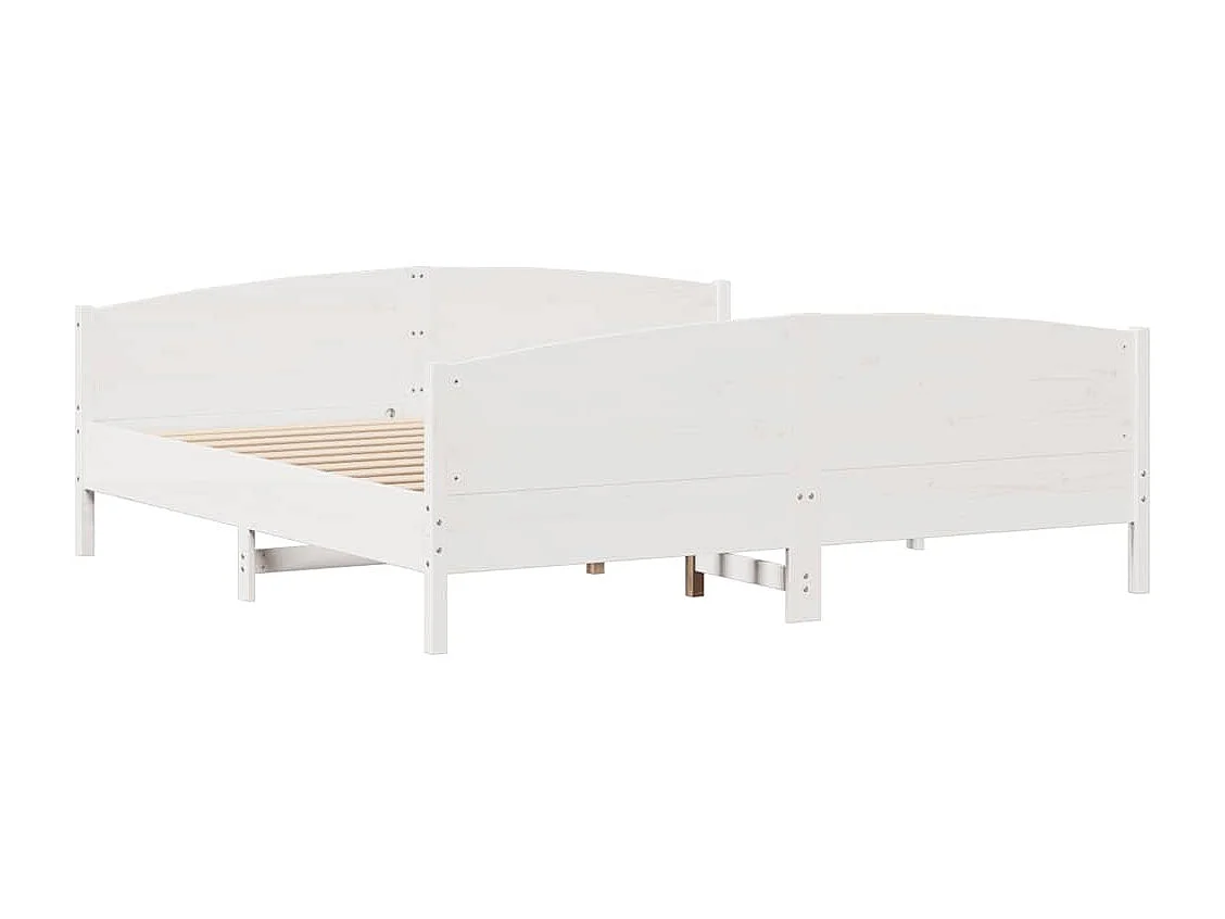 Cadre de lit sans matelas blanc 200x200 cm bois massif de pin