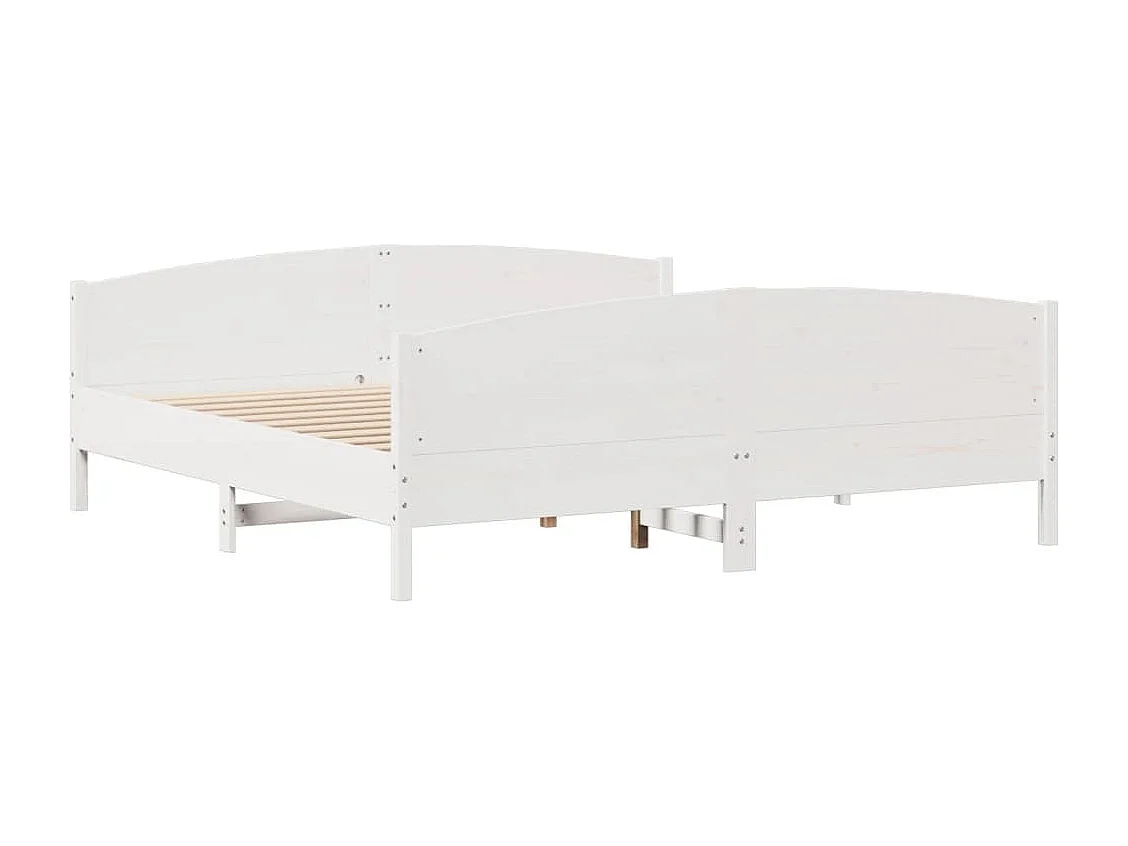 Cadre de lit sans matelas blanc 200x200 cm bois massif de pin