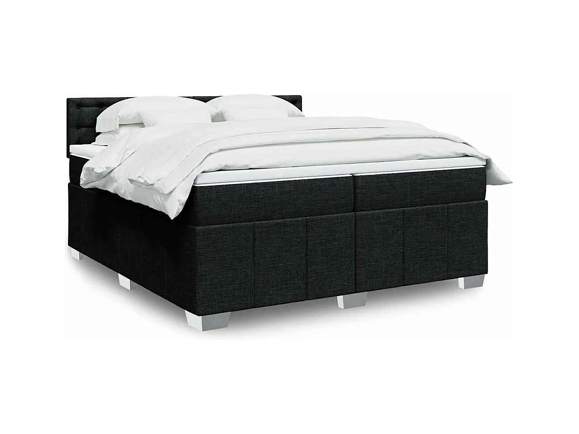 Boxspringbett mit Matratze Schwarz 200x200 cm Stoff