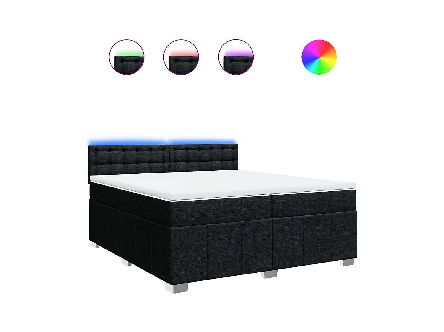 Boxspringbett mit Matratze Schwarz 200x200 cm Stoff