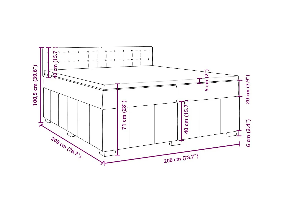 Boxspringbett mit Matratze Schwarz 200x200 cm Stoff