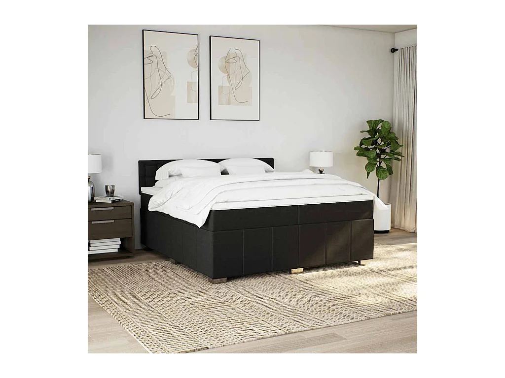 Boxspringbett mit Matratze Schwarz 200x200 cm Stoff