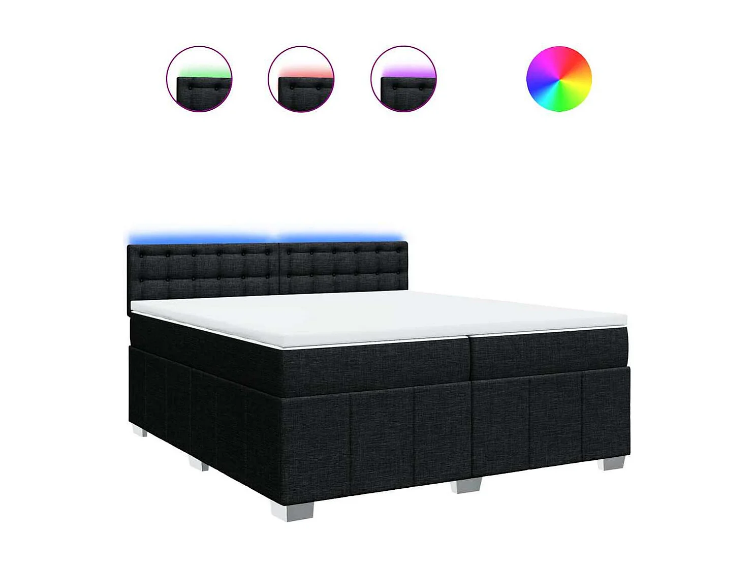 Boxspringbett mit Matratze Schwarz 200x200 cm Stoff