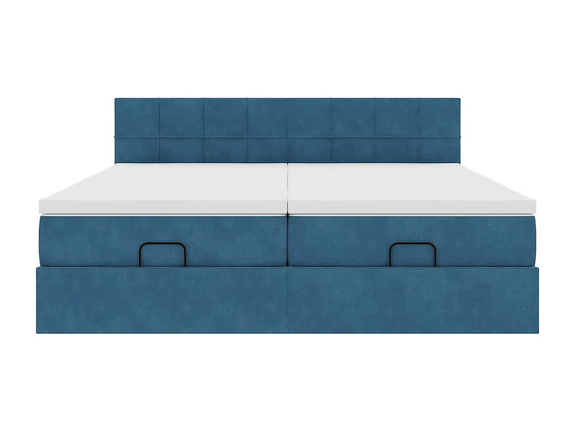 Ottoman-Bett mit Matratzen Dunkelblau 200x200 cm Samt