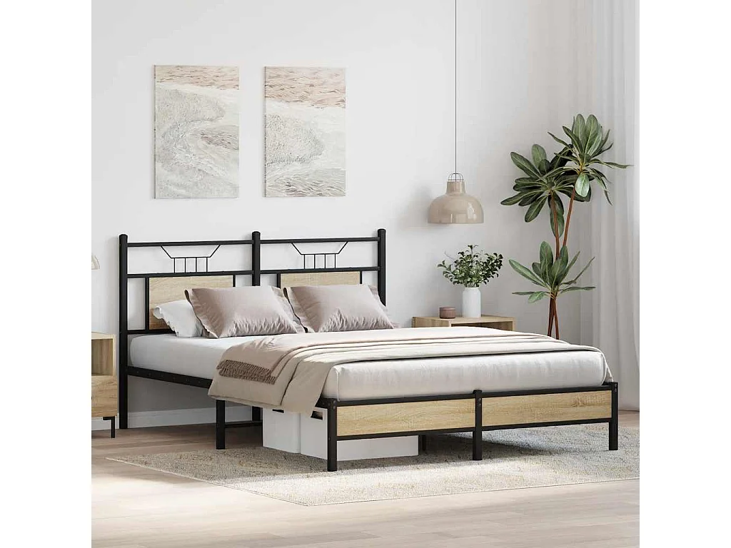 Cadre de lit sans matelas chêne sonoma 150x200 cm