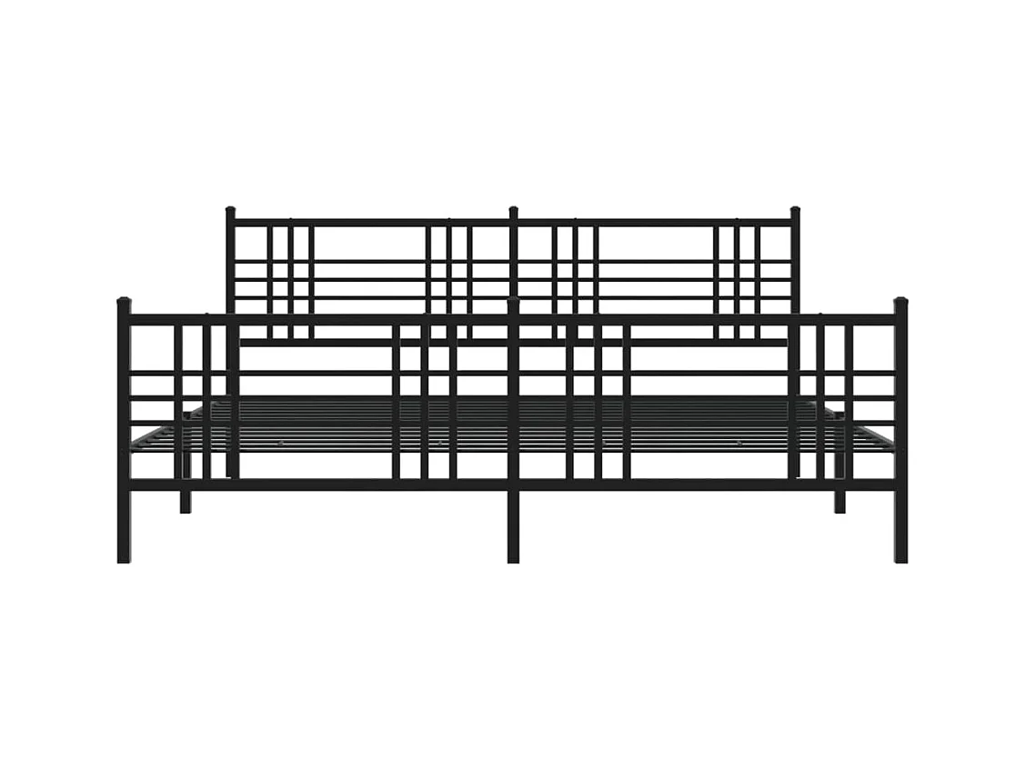 Cadre de lit métal sans matelas avec pied de lit noir 193x203cm