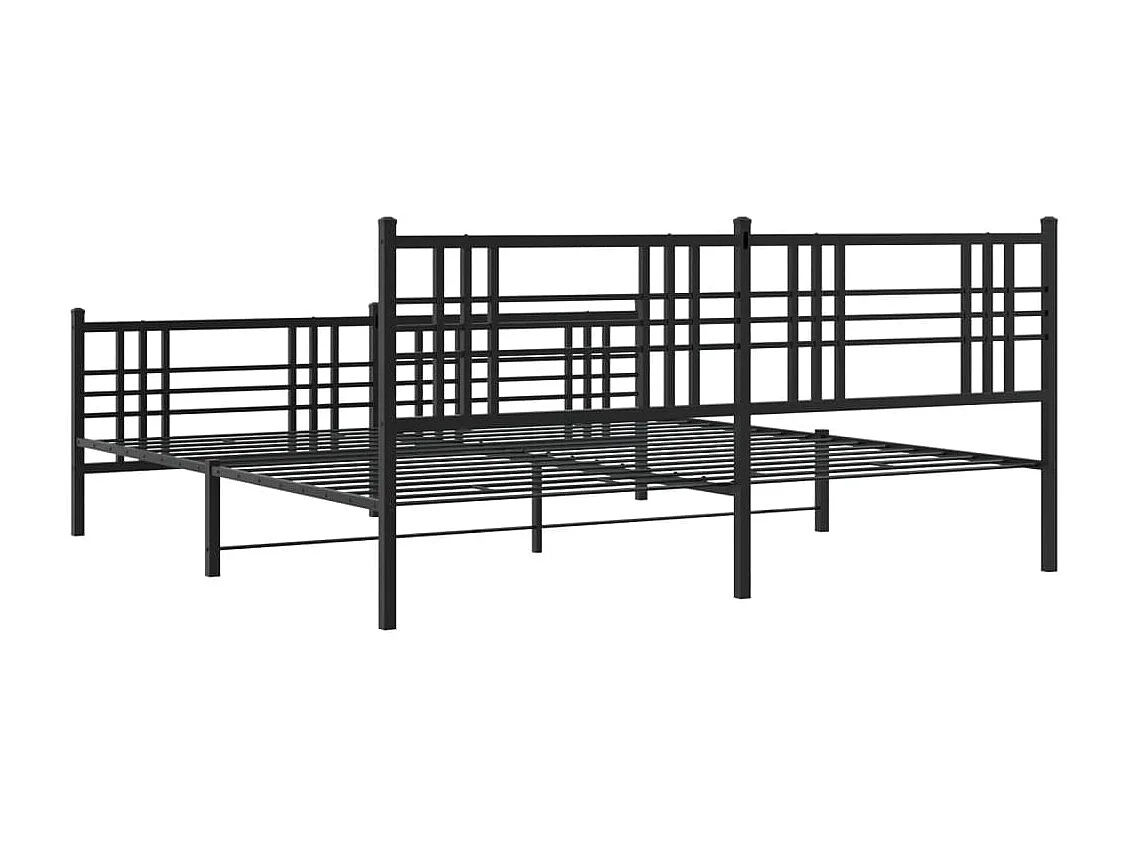 Cadre de lit métal sans matelas avec pied de lit noir 193x203cm