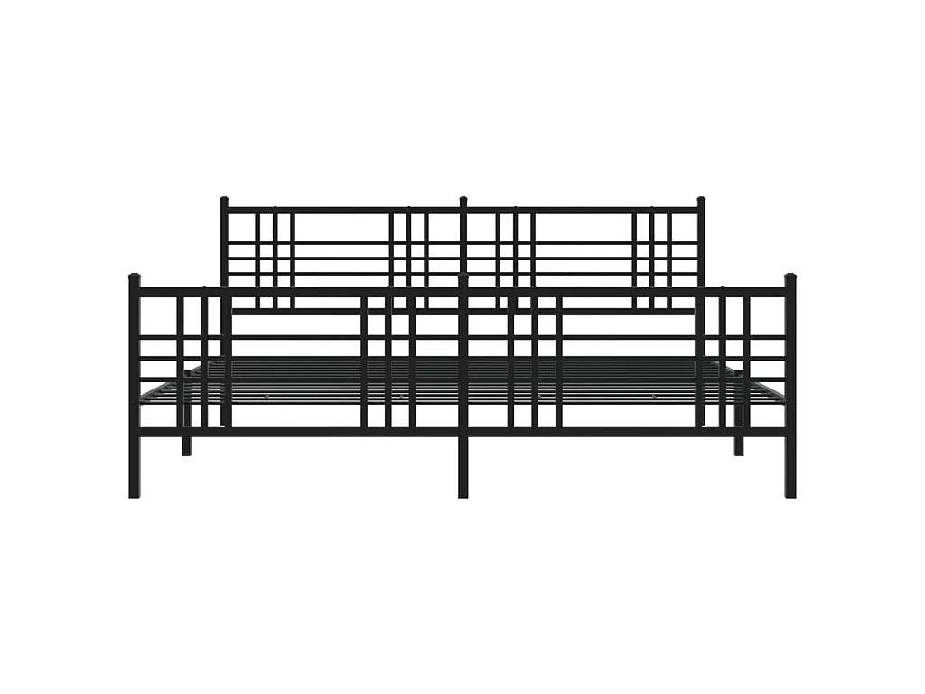 Cadre de lit métal sans matelas avec pied de lit noir 193x203cm
