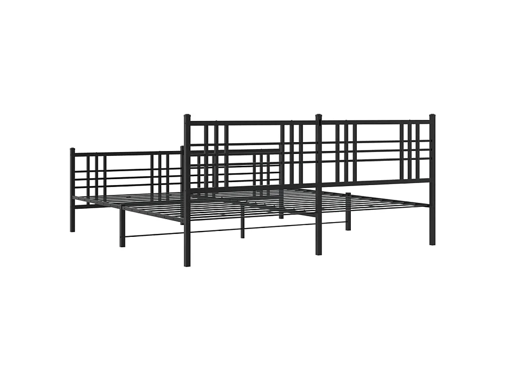 Cadre de lit métal sans matelas avec pied de lit noir 193x203cm
