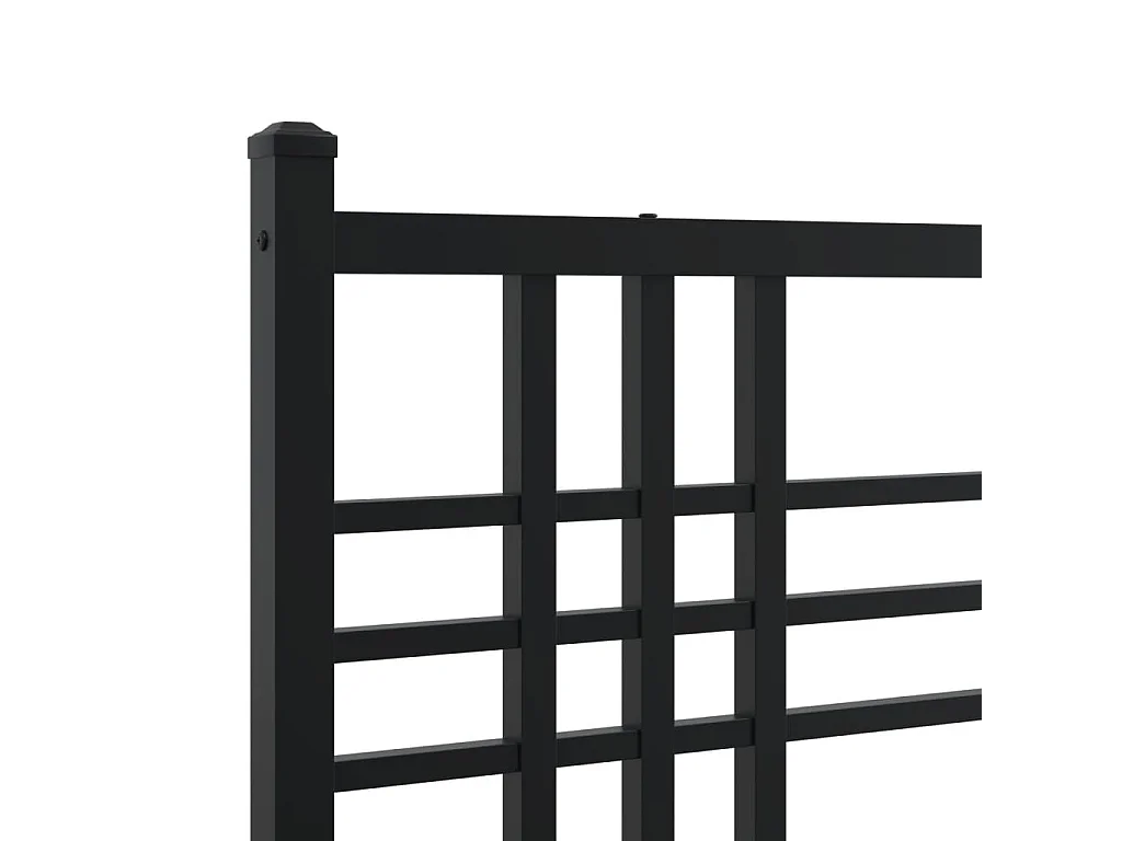 Cadre de lit métal sans matelas avec pied de lit noir 193x203cm