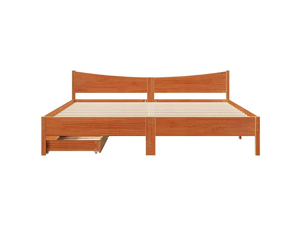 Bedframe met lades massief grenenhout wasbruin 200x200 cm