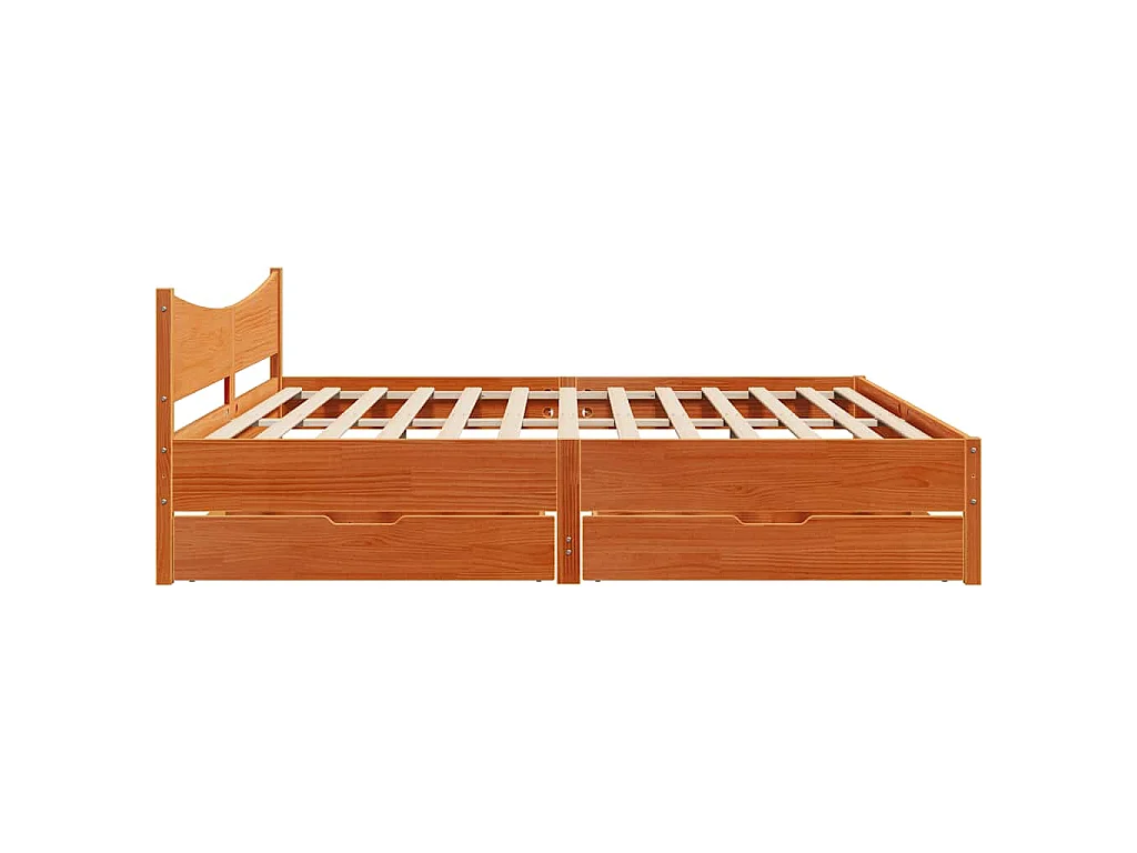 Bedframe met lades massief grenenhout wasbruin 200x200 cm