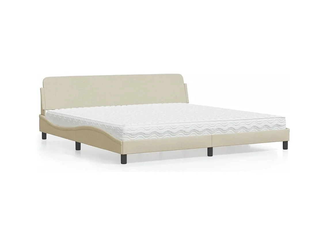 Lit avec matelas crème 200x200 cm tissu