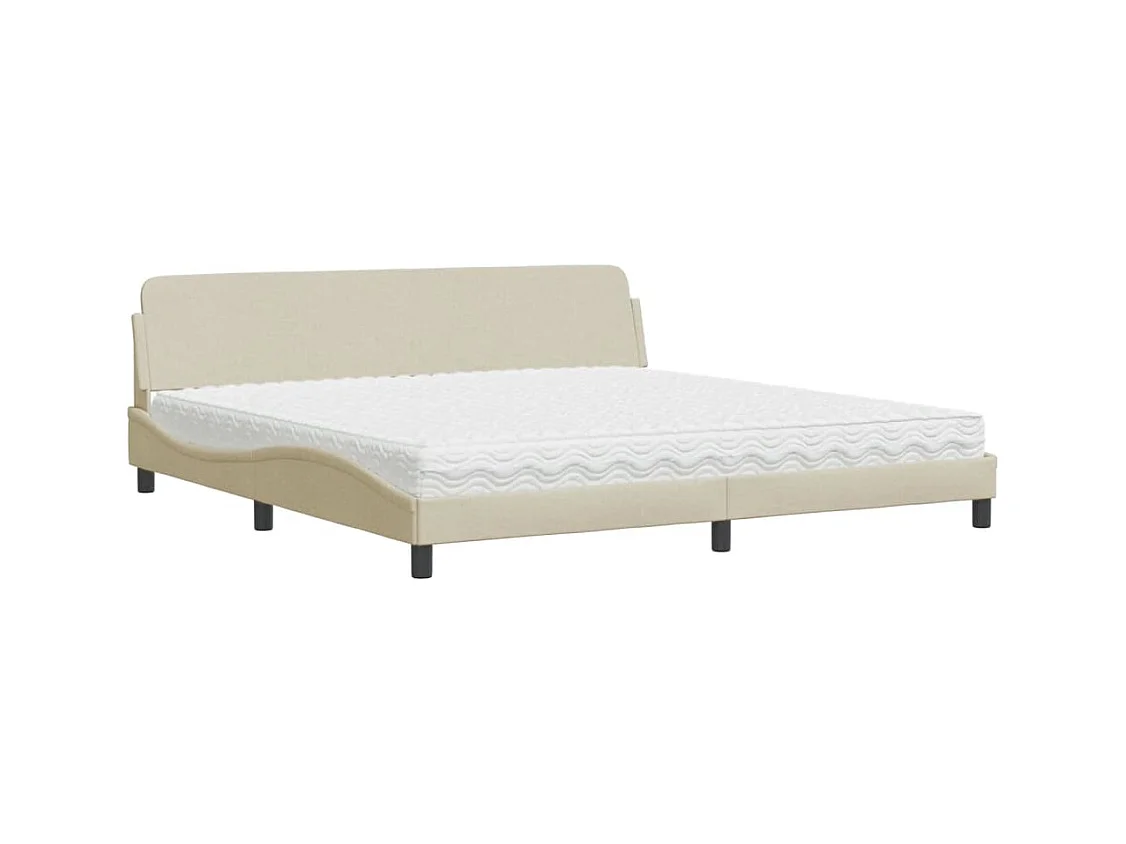 Lit avec matelas crème 200x200 cm tissu