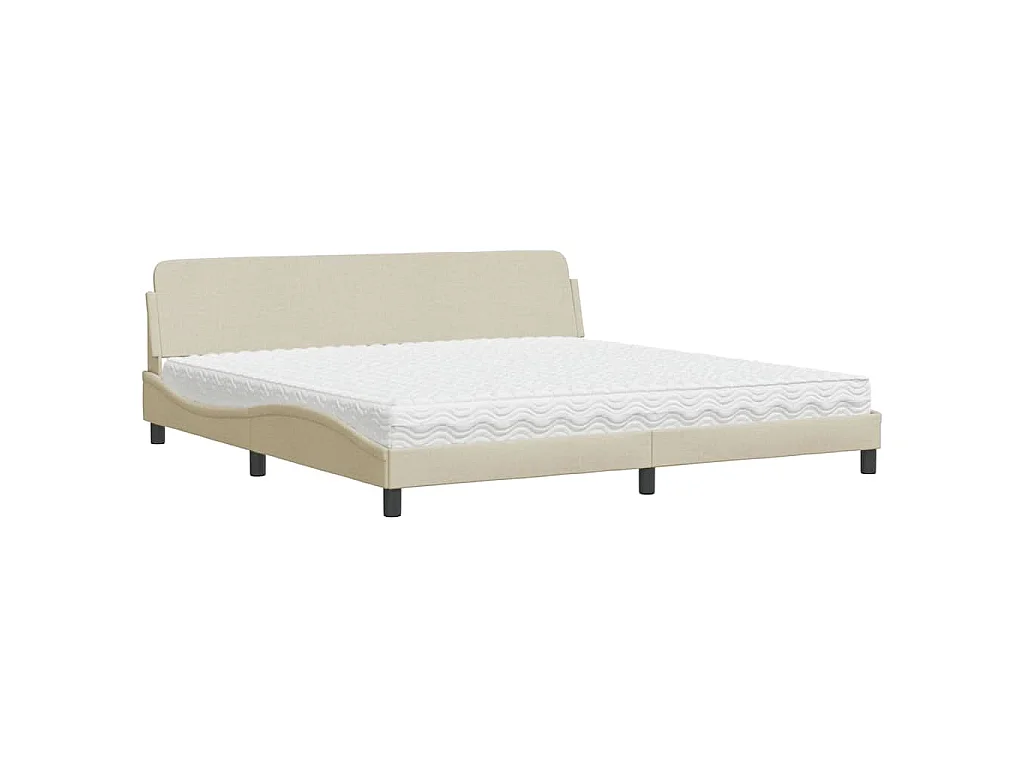 Letto con Materasso Dover Crema 200x200 cm in Tessuto