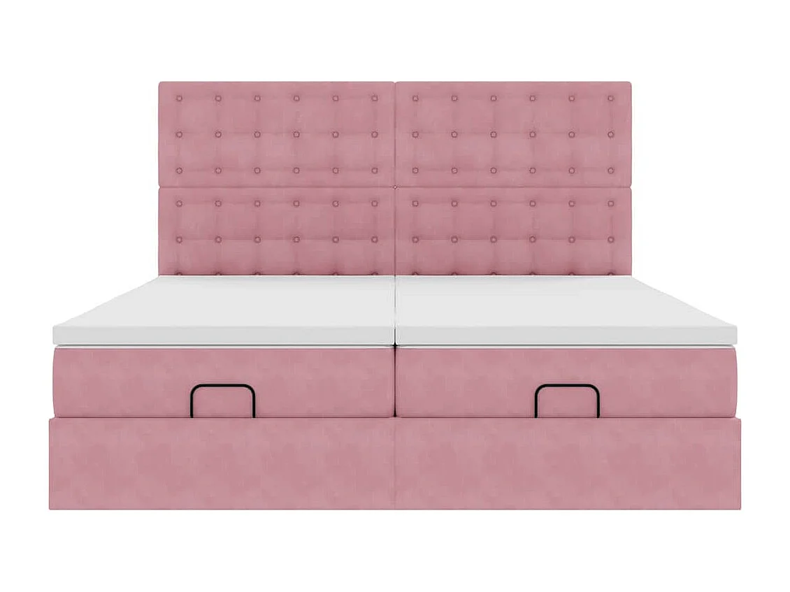 Cadre de lit ottoman avec matelas rose 200x200 cm velours