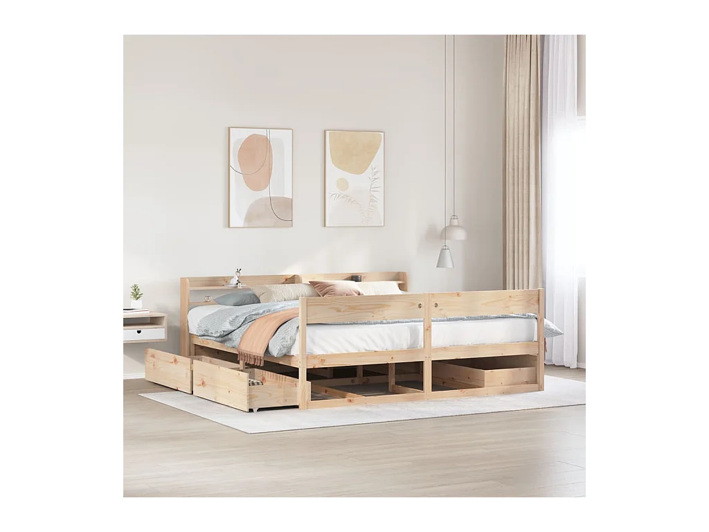 Cadre de lit sans matelas 200x200 cm bois massif de pin