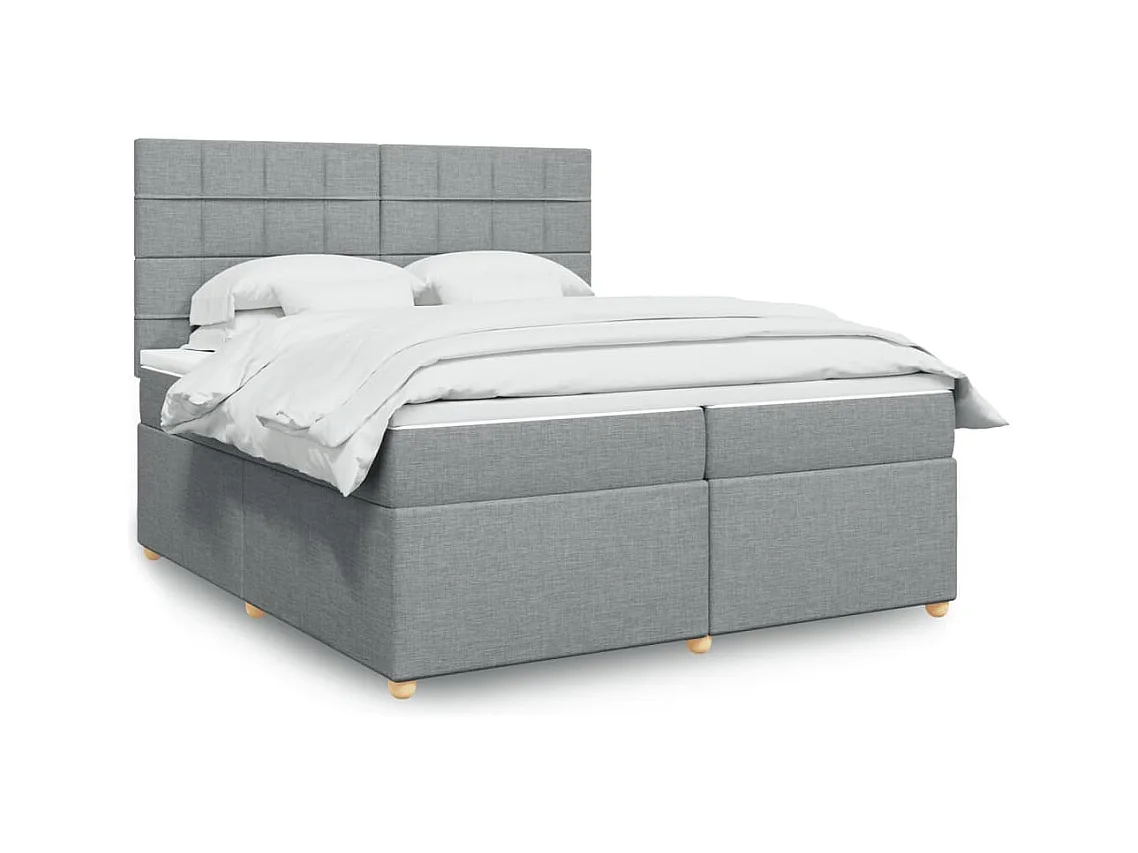 Sommier à lattes de lit avec matelas Gris clair 200x200cm Tissu