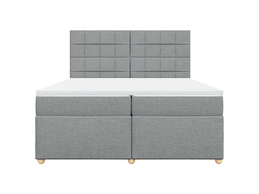 Cama box spring con colchón tela gris claro 200x200 cm