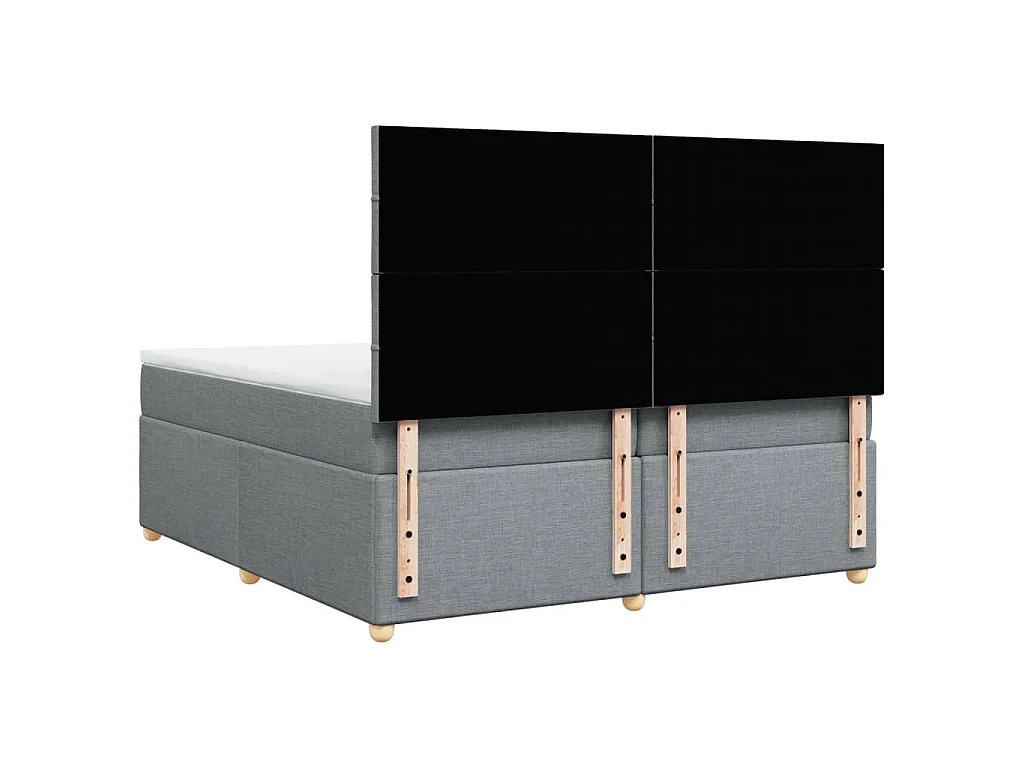 Cama box spring con colchón tela gris claro 200x200 cm