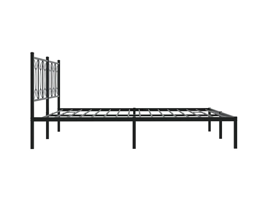 Bedframe met hoofdbord metaal zwart 193x203 cm