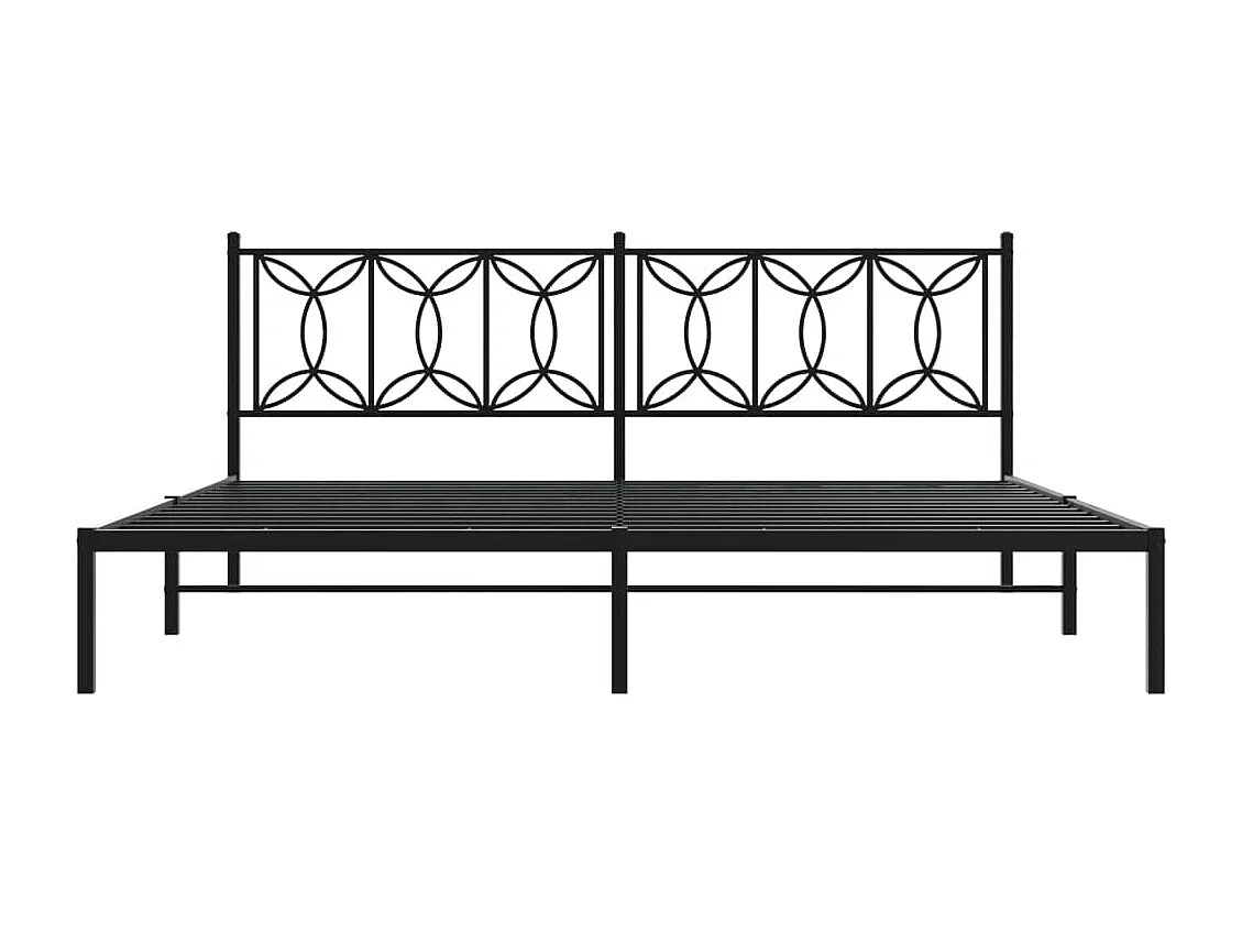 Cadre de lit métal sans matelas avec tête de lit noir 193x203cm