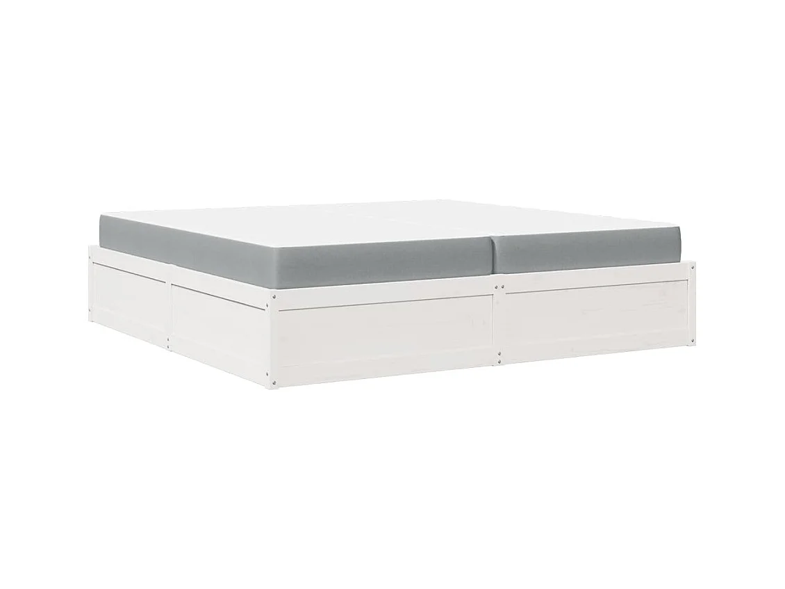 Lit avec matelas blanc 200x200 cm bois massif de pin