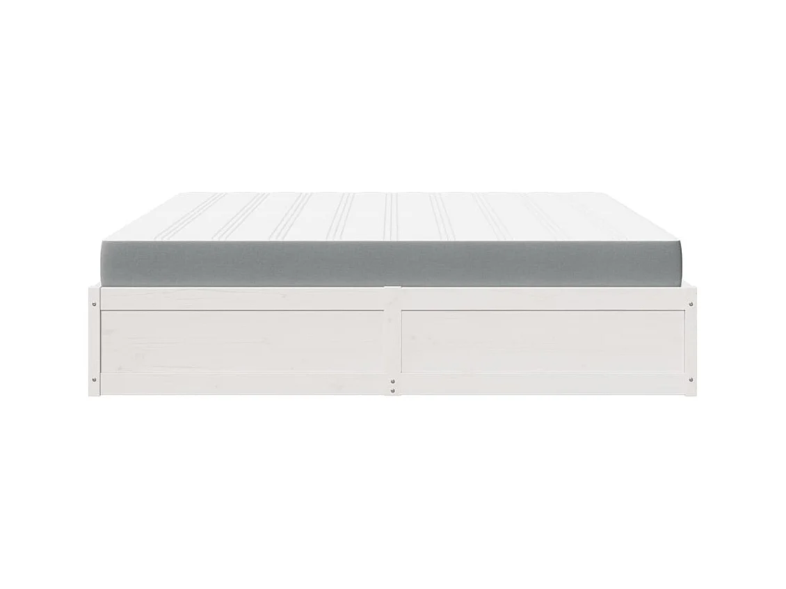 Lit avec matelas blanc 200x200 cm bois massif de pin