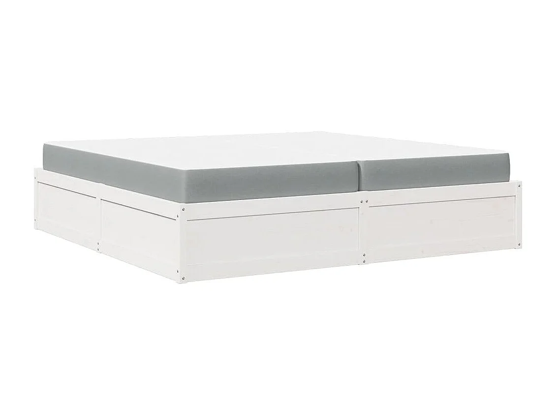 Lit avec matelas blanc 200x200 cm bois massif de pin