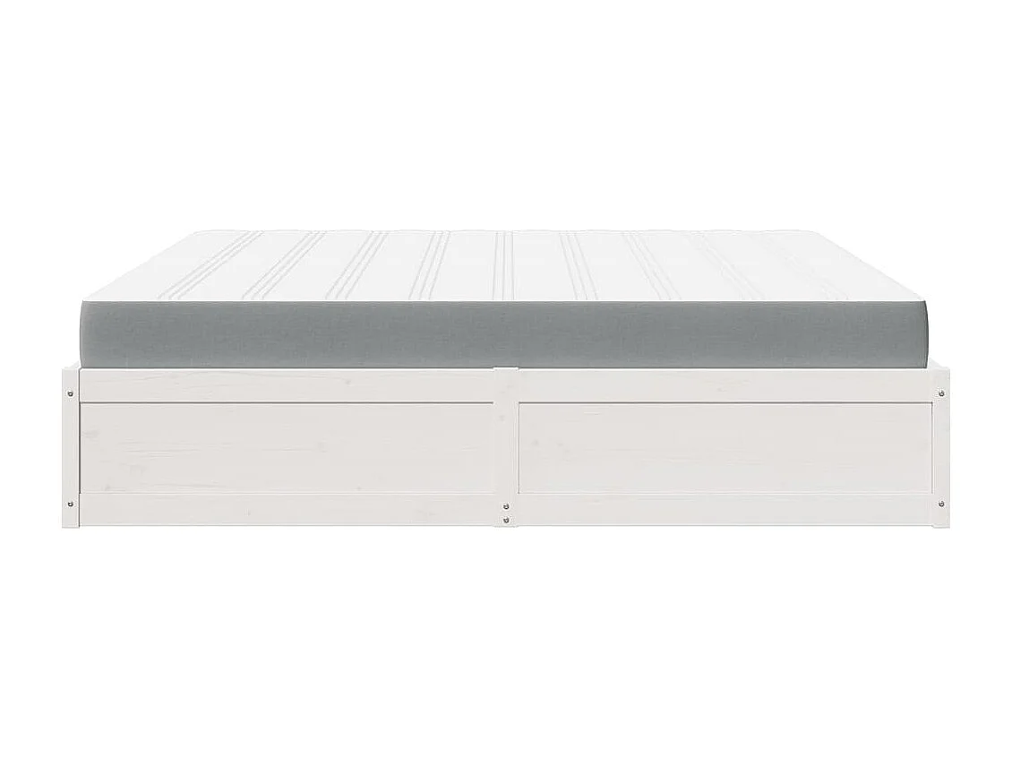 Lit avec matelas blanc 200x200 cm bois massif de pin