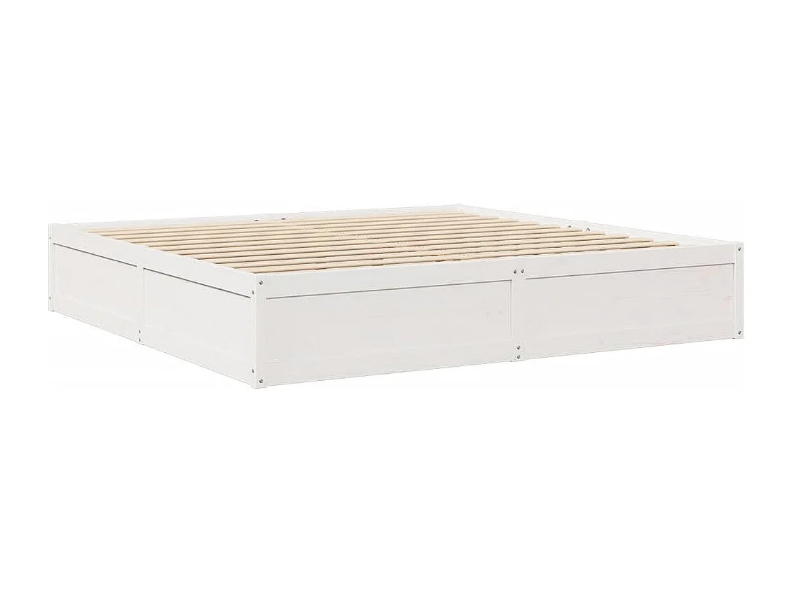 Lit avec matelas blanc 200x200 cm bois massif de pin