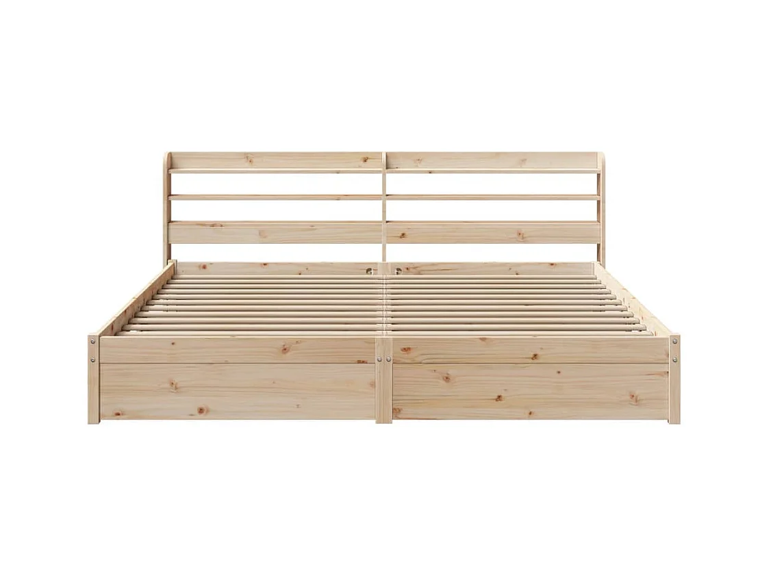 Estructura de cama con cabecero madera maciza de pino 200x200cm