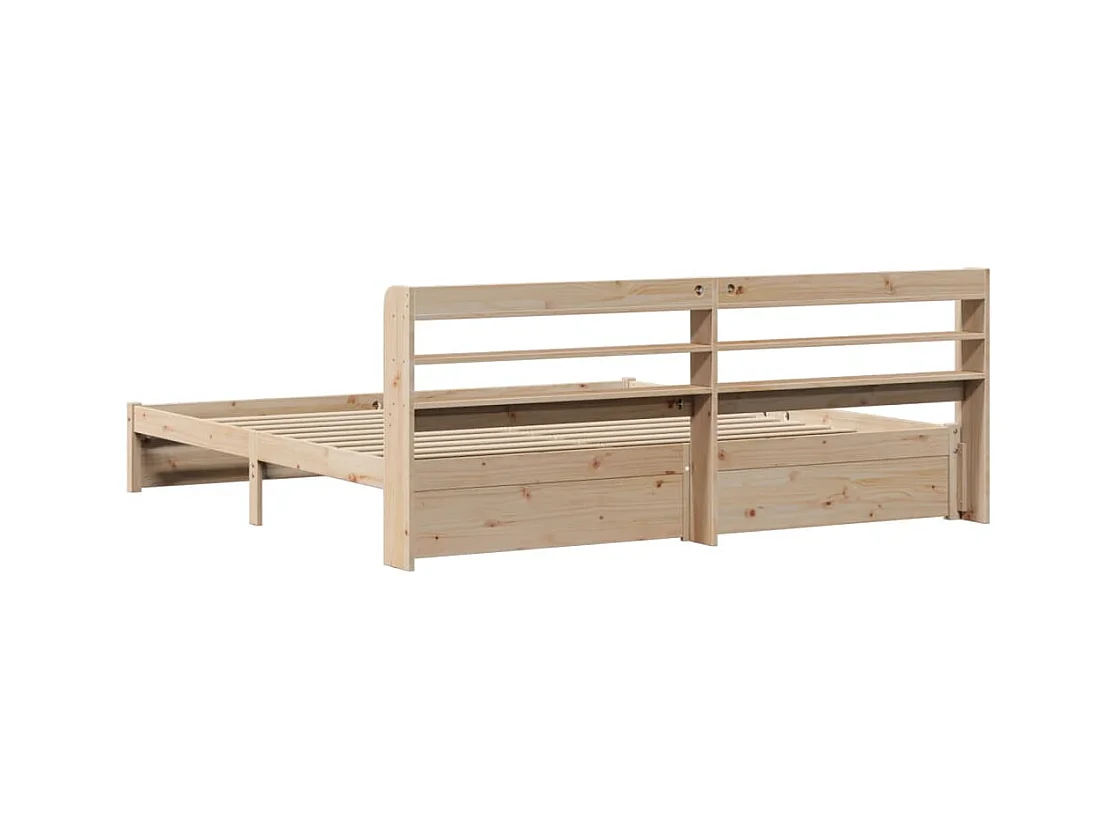 Estructura de cama con cabecero madera maciza de pino 200x200cm