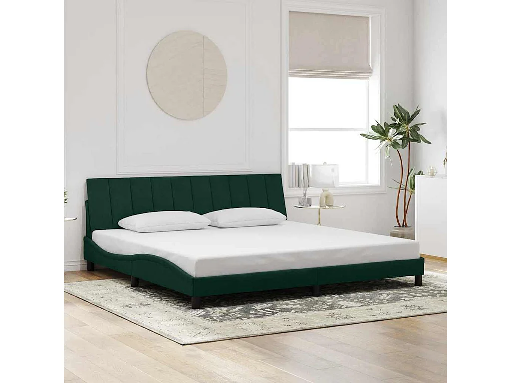 Giroletto senza Materasso Hanko Verde Scuro 200x200 cm in Velluto
