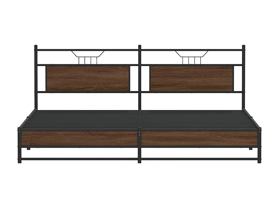 Cadre de lit en métal sans matelas chêne marron 193x201 cm