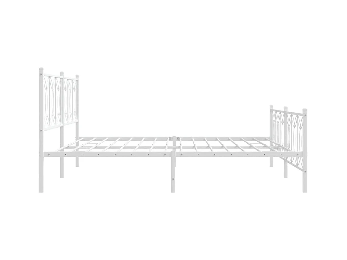 Cadre de lit métal sans matelas et pied de lit blanc 193x203 cm