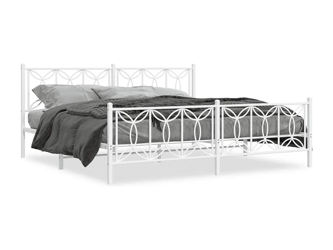 Bedframe met hoofd- en voeteneinde metaal wit 193x203 cm