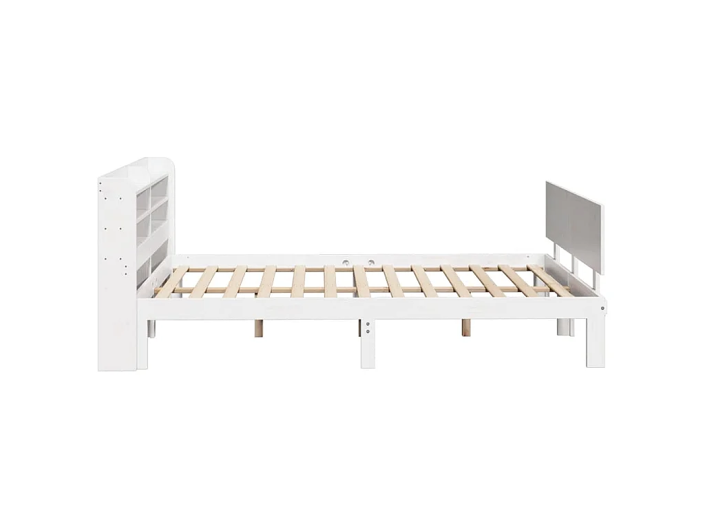 Bedframe met hoofdbord massief grenenhout wit 150x200 cm