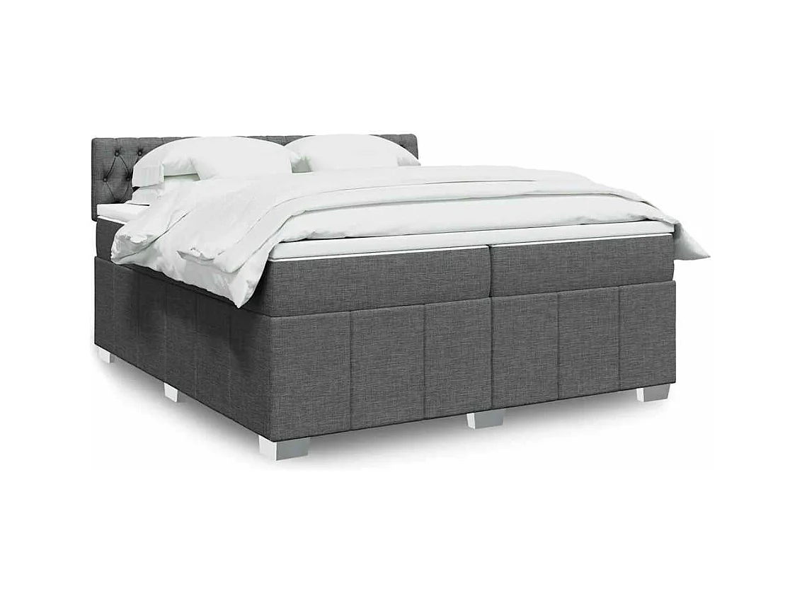 Sommier à lattes de lit avec matelas Gris foncé 200x200cm Tissu