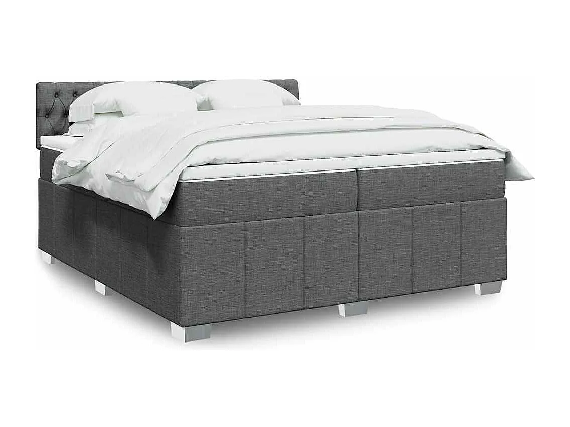 Boxspringbett mit Matratze Dunkelgrau 200x200 cm Stoff