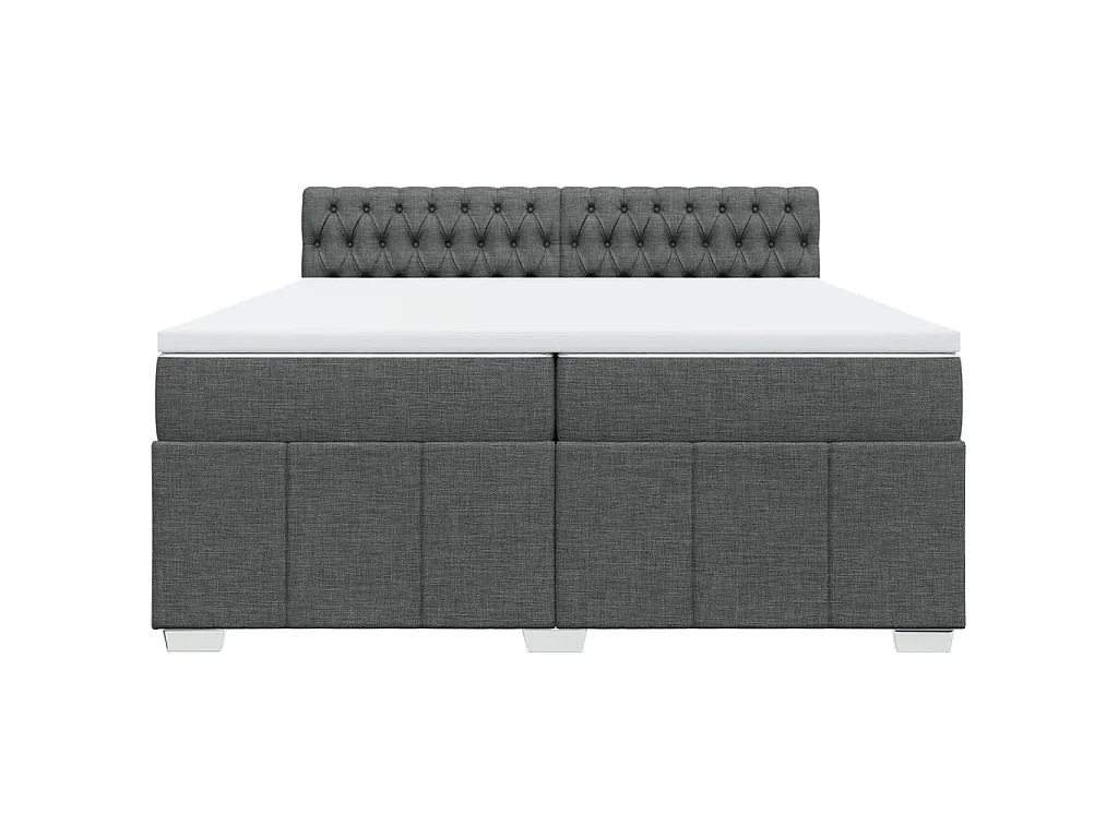 Sommier à lattes de lit avec matelas Gris foncé 200x200cm Tissu