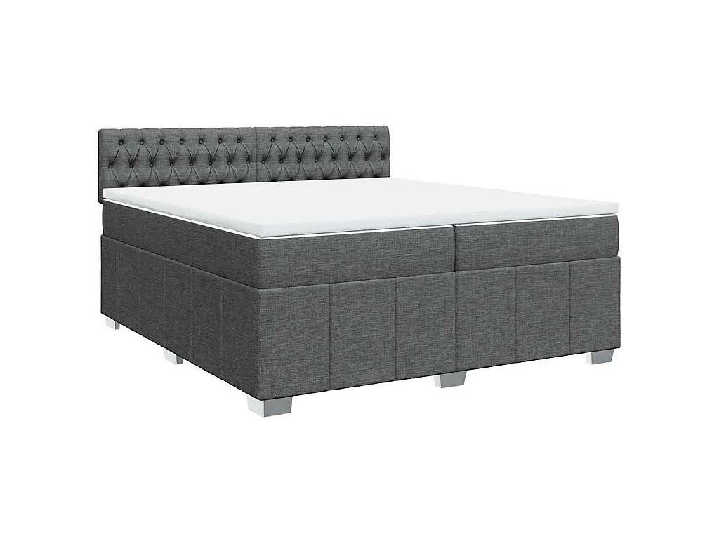 Sommier à lattes de lit avec matelas Gris foncé 200x200cm Tissu