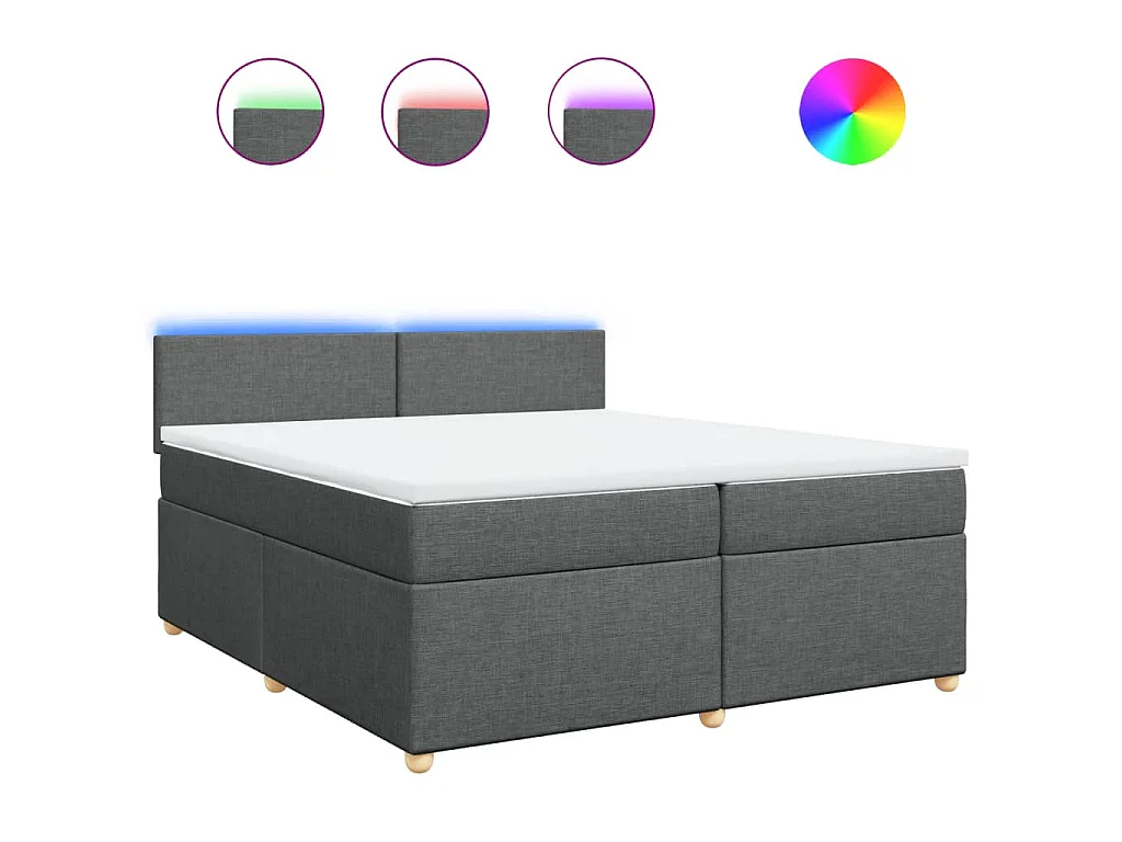 Sommier à lattes de lit avec matelas Gris foncé 200x200cm Tissu
