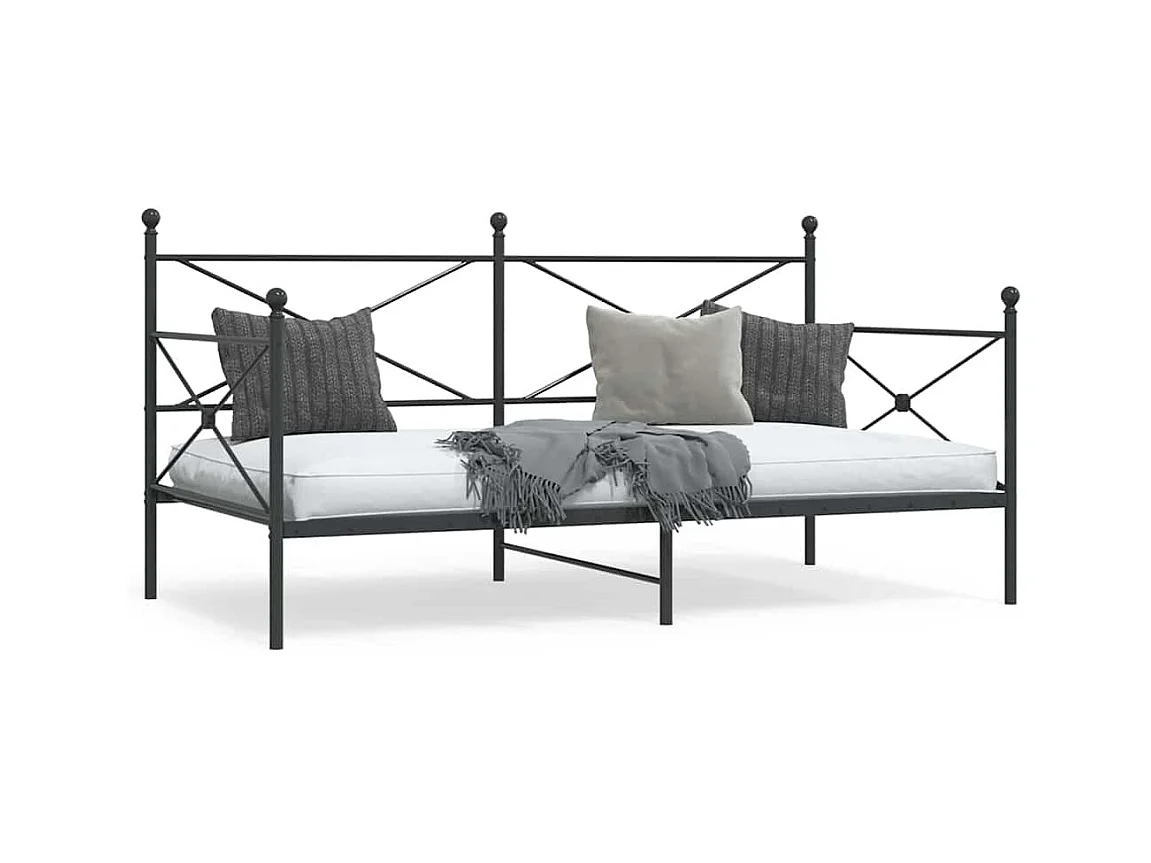 Lit de repos sans matelas noir 107x203 cm acier