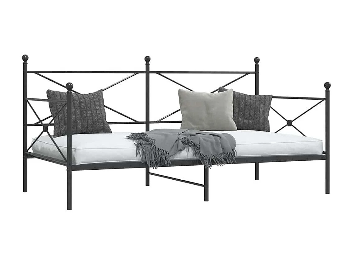Lit de repos sans matelas noir 107x203 cm acier