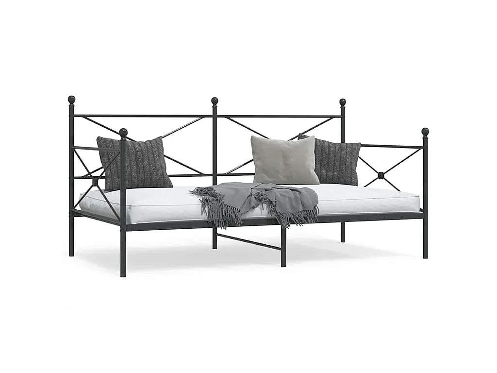 Lit de repos sans matelas noir 107x203 cm acier