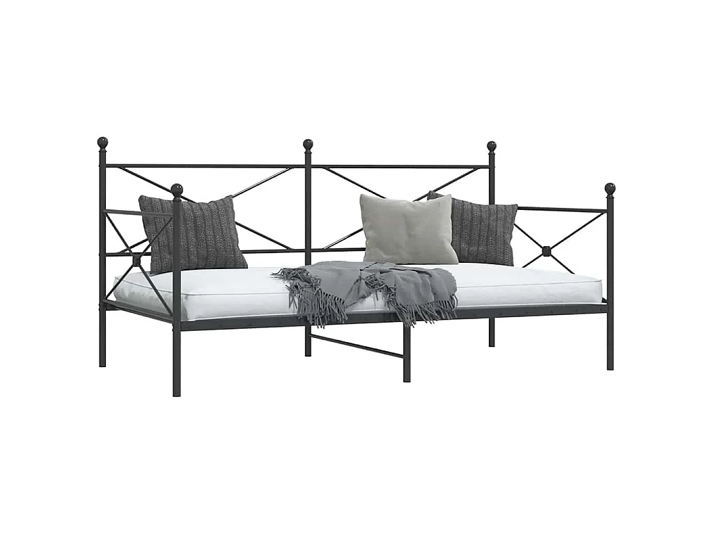 Lit de repos sans matelas noir 107x203 cm acier